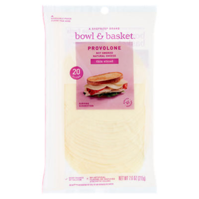 Bowl & Basket Thin Sliced Provolone Natural Cheese, 20 count, 7.6 oz, 7.6 Ounce