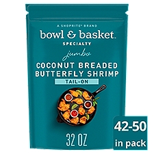 Bowl & Basket Specialty Tail-On Jumbo Coconut Breaded Butterfly Shrimp, 32 oz, 2 Pound
