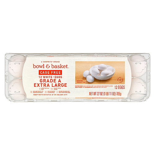 Bowl & Basket Cage Free Grade A White Eggs, Extra Large, 12 count, 27 oz