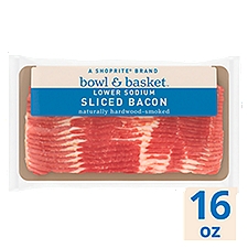 Bowl & Basket Lower Sodium Sliced Bacon, 16 oz, 1 Pound