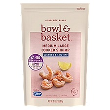 Bowl & Basket Cleaned & Tail-Off Medium Large Cooked Shrimp, 82-100 shrimp per bag, 32 oz