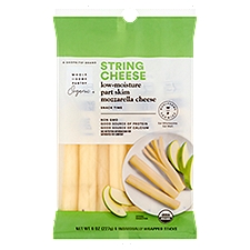 Wholesome Pantry Organic String Cheese Low-Moisture Part Skim Mozzarella, 8 count, 8 oz