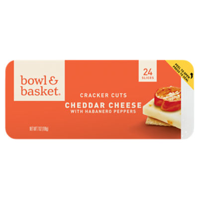 Bowl & Basket Cracker Cuts Cheddar Cheese with Habanero Peppers, 24 count, 7 oz