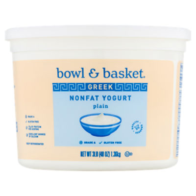 Bowl & Basket Plain Greek Nonfat Yogurt, 48 oz, 48 Ounce