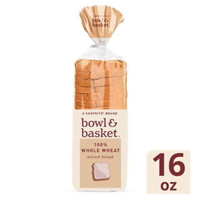 Bowl & Basket 100% Whole Wheat Sliced Bread, 16 oz, 16 Ounce