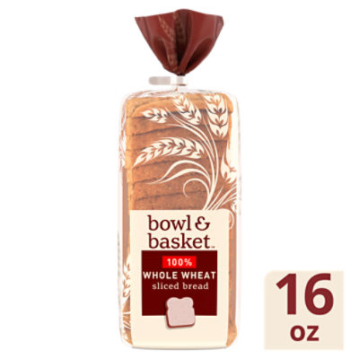 Bowl & Basket 100% Whole Wheat Sliced Bread, 16 oz, 16 Ounce