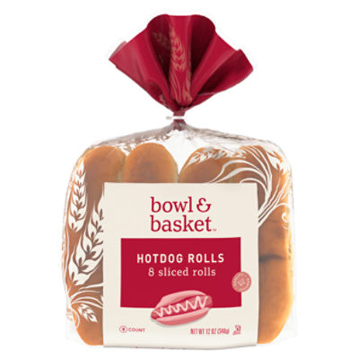 Bowl & Basket Sliced Hotdog Rolls, 8 count, 12 oz