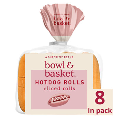 Bowl & Basket Sliced Hotdog Rolls, 8 count, 12 oz