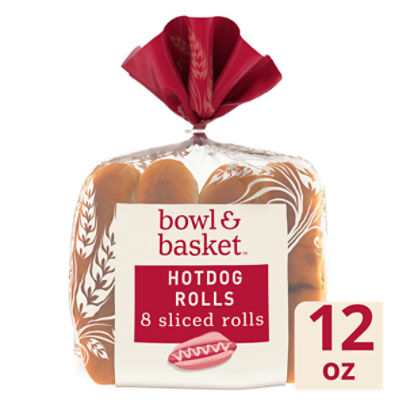 Bowl & Basket Sliced Hotdog Rolls, 8 count, 12 oz, 12 Ounce