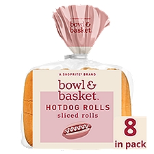 Bowl & Basket Sliced Hotdog Rolls, 8 count, 12 oz, 12 Ounce