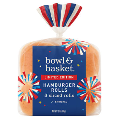 Bowl & Basket Enriched Sliced Hamburger Rolls, 8 count, 12 oz