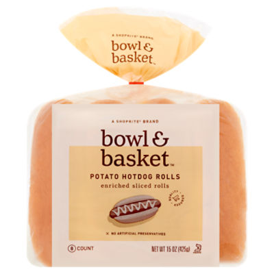 Bowl & Basket Enriched Sliced Potato Hotdog Rolls, 8 count, 15 oz