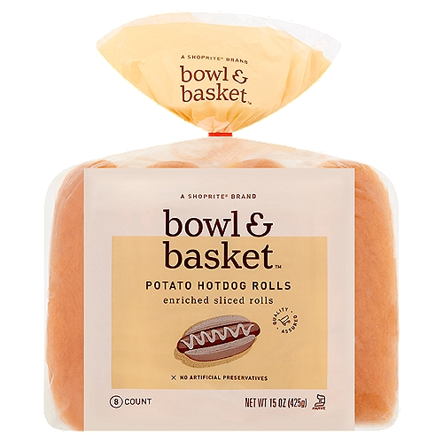 Bowl & Basket Enriched Sliced Potato Hotdog Rolls, 8 count, 15 oz