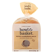 Bowl & Basket Enriched Sliced Potato Hamburger Rolls, 8 count, 15 oz, 15 Ounce