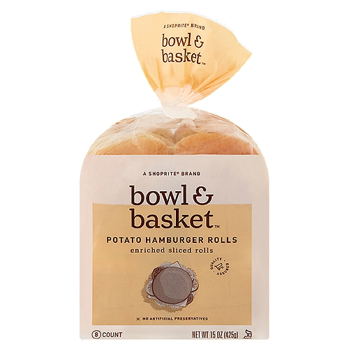 Bowl & Basket Enriched Sliced Potato Hamburger Rolls, 8 count, 15 oz