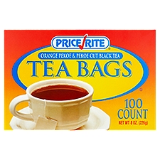 Price Rite Orange Pekoe & Pekoe Cut Black Tea, Tea Bags, 100 Each