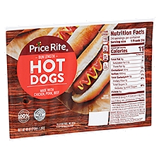 Price Rite Hot Dogs, Bun Length, 48 Ounce