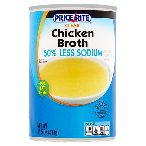Price Rite 50% Less Sodium Clear Chicken Broth, 14.5 oz