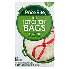 Price Rite 13 Gallon Tall Kitchen Bags with Drawstrings, 56 count