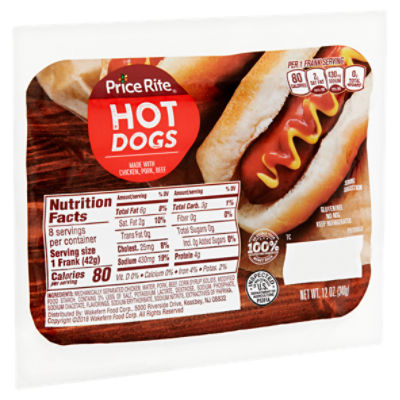Price Rite Hot Dogs, 8 count, 12 oz