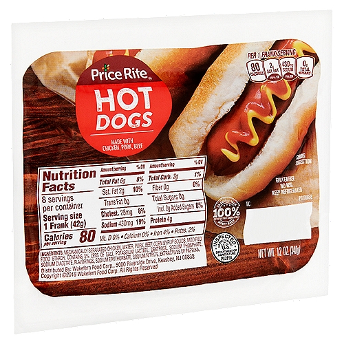 Price Rite Hot Dogs, 8 count, 12 oz