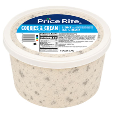 Price Rite Cookies & Cream Light Ice Cream, 1 gallon