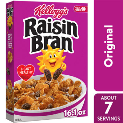 Kellogg's Raisin Bran Original Breakfast Cereal, Fiber Cereal, 16.1 oz Box