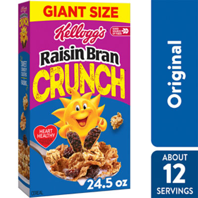 Kellogg's Raisin Bran Crunch Original Breakfast Cereal, Fiber Cereal, 24.5 oz Box