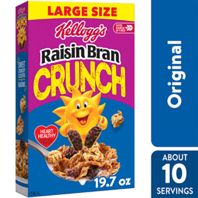 Kellogg's Raisin Bran Crunch Original Breakfast Cereal, Fiber Cereal, 19.7 oz Box