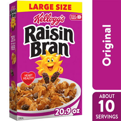 Kellogg's Raisin Bran Original Breakfast Cereal, Fiber Cereal, 20.9 oz Box