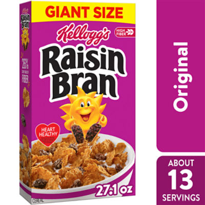 Kellogg's Raisin Bran Original Breakfast Cereal, Fiber Cereal, 27.1 oz Box