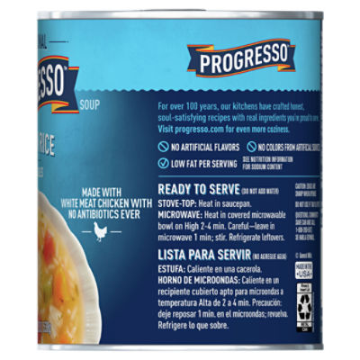  Progresso Traditional, Chicken Rice with Vegetables Canned Soup,  19 oz. (Pack of 12) : Packaged Vegetable Soups : Grocery & Gourmet Food
