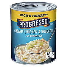 Progresso Rich & Hearty Creamy Chicken & Broccoli with Brown Rice Soup, 18.5 oz, 18.5 Ounce