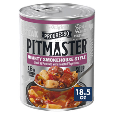 Progresso Pitmaster Hearty Smokehouse-Style Steak & Potatoes with Roasted Vegetables Soup, 18.5 oz