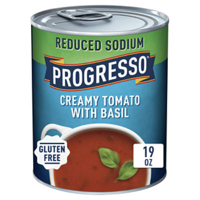 Progresso Reduced Sodium Creamy Tomato with Basil Soup, 19 oz