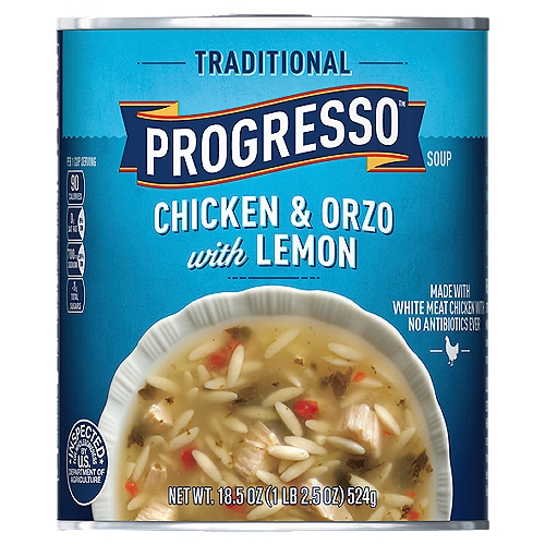 PROGRESSO Traditional Chicken & Orzo with Lemon Soup, 18.5 oz