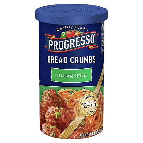 Progresso Italian Style Bread Crumbs, 24 oz
Get Creative
A favorite among many chefs and home cooks, our versatile bread crumbs add a toasty, golden crispness and satisfying crunch to your culinary creations.