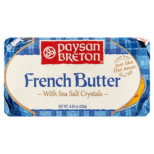 Paysan Breton French Butter with Sea Salt Crystals, 8.82 oz
The Molded Butter with Guérande Sea Salt

Slightly Salted Butter with Guérande Sea Salt.