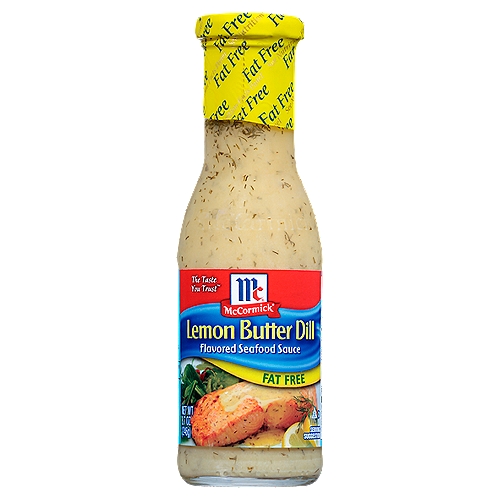 McCormick Golden Dipt Lemon Butter Dill Fat Free Seafood Sauce, 8.7 fl oz
Add this delicious sauce with lemon and dill for great tasting seafood while grilling, baking and broiling. Now, Fat Free! Best with salmon, tilapia, flounder, or cod, peeled shrimp or scallops.