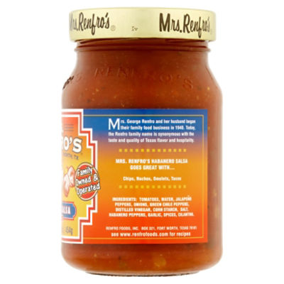 Mrs. Renfro's Habanero Salsa, Hot - 16 oz jar