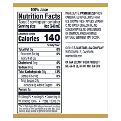 Martinelli S Apple Cider Nutrition Facts Besto Blog