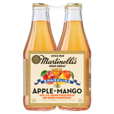 Martinelli's Gold Medal Sparkling Apple-Mango Juice, 10 fl oz, 4 count