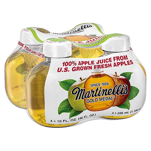 Martinelli's Gold Medal Apple Juice, 10 fl oz, 4 count