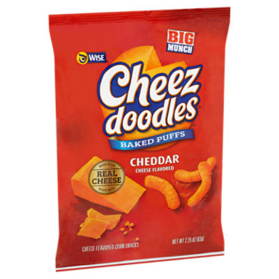 Wise Cheez Doodles Baked Puffs Cheddar Cheese Flavored, Corn Snacks