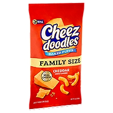 Wise Cheez Doodles Baked Puffs Cheddar Cheese Flavored Corn Snacks Family Size, 15 oz