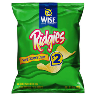 Wise Ridgies Sour Cream & Onion Ridged Potato Chips, 4 oz