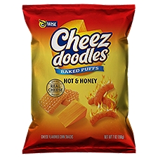 Wise Cheez Doodles Baked Puffs Hot & Honey Cheese Flavored Corn Snacks, 7 oz