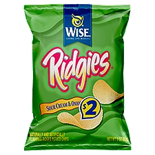 Wise Ridgies Sour Cream & Onion Potato Chips, 3 oz, 3 Ounce