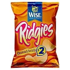 Wise Ridgies Cheddar & Sour Cream Flavored Ridged Potato Chips, 3 oz, 3 Ounce