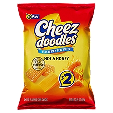 Wise Cheez Doodles Baked Puffs Hot & Honey Cheese Flavored Corn Snacks, 3.25 oz, 3.25 Ounce